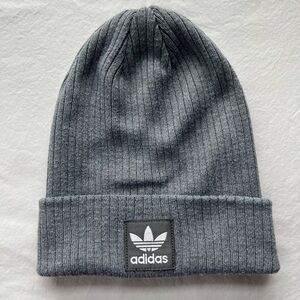 Adidas Trefoil Logo Ribbed Gray Beanie